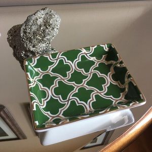 Green and Gold Ceramic Dish